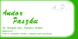 andor paszku business card